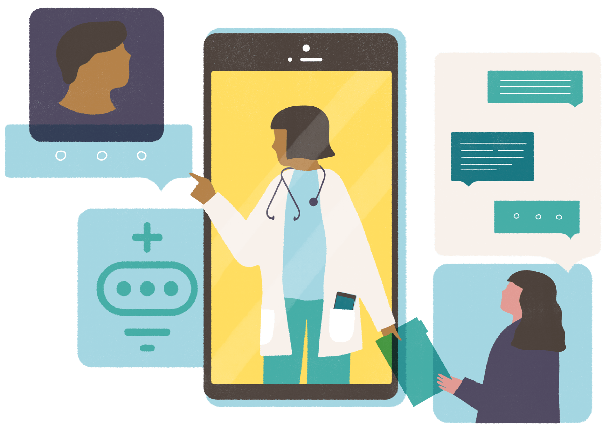 Text-based primary care doctor illustration Text-based primary care doctor illustration